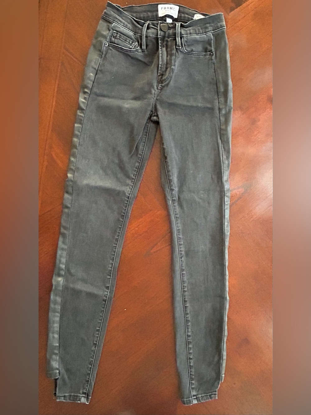 Frame Denim Washed Charcoal High-Rise Skinny Jeans size 25